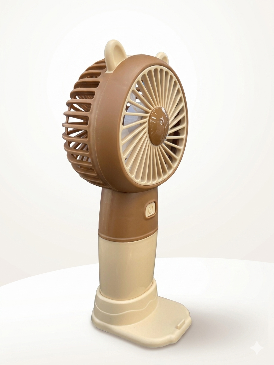 Handheld desktop fan cute cartoon mini portable small USB fan - Ears Brown