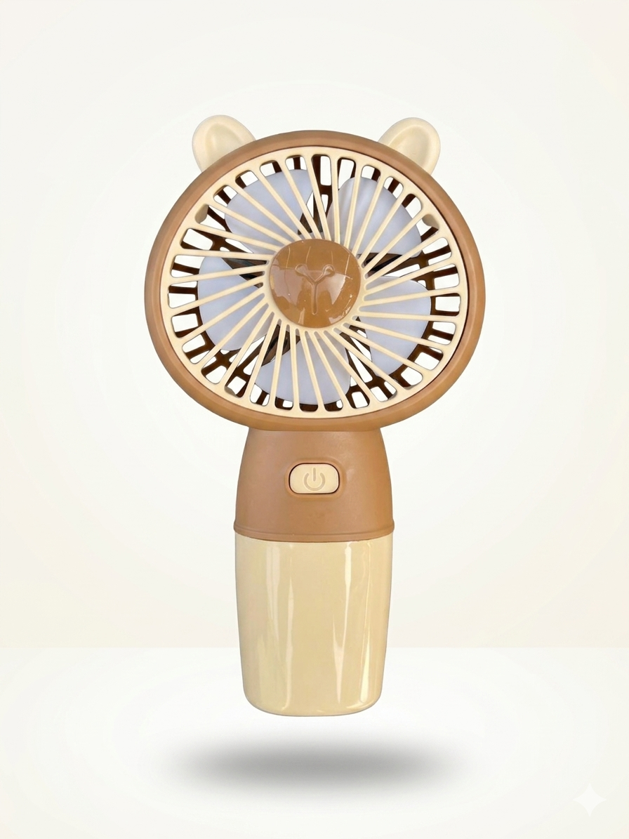 Handheld desktop fan cute cartoon mini portable small USB fan - Ears Brown